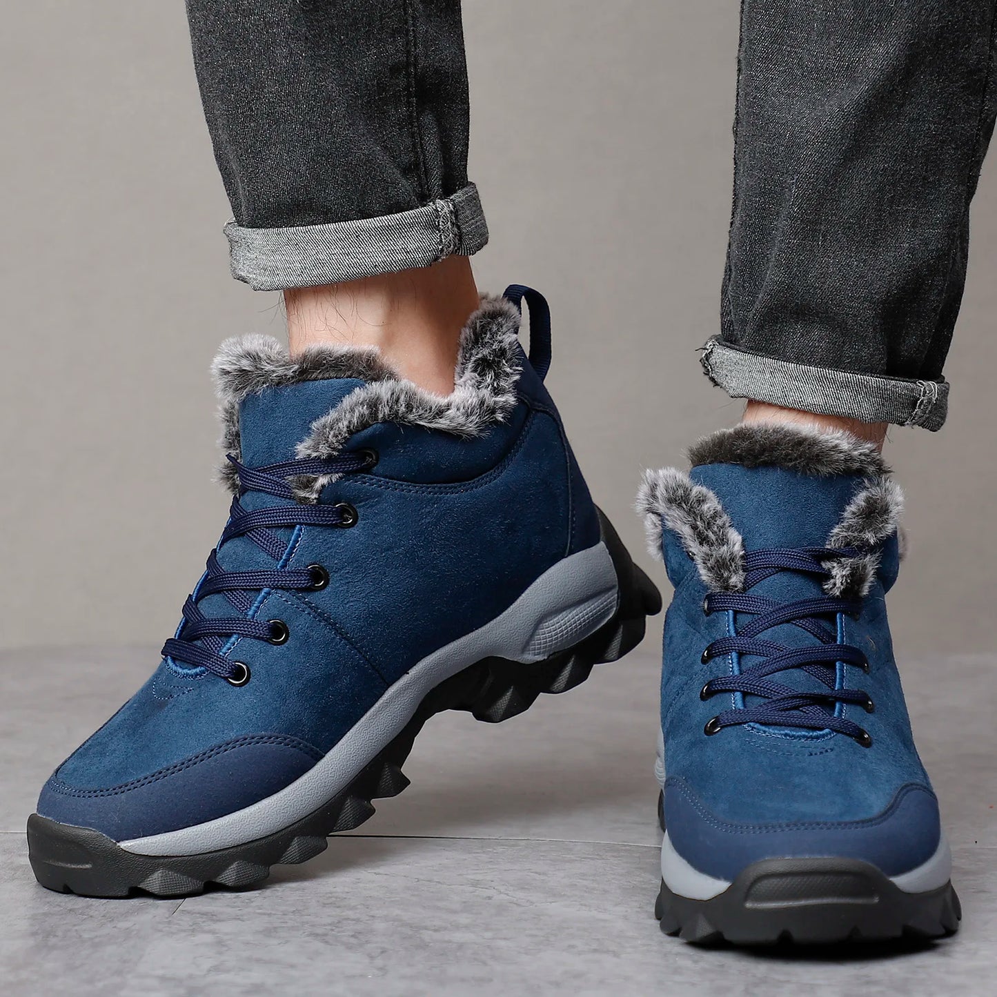 Men Snow Boots Outdoor Shoes For Male Thick Sole Sneakers for Men Winter Shoes Botines Tenis Keep Warm Fluff Mens Ankle Boots