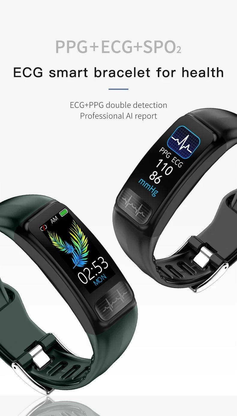 Ekg Ppg Spo2 Smart Health Bracelet Watch Healthiness Ecc Fitness Activity Tracker Blood Pressure Measuring Smart Watches