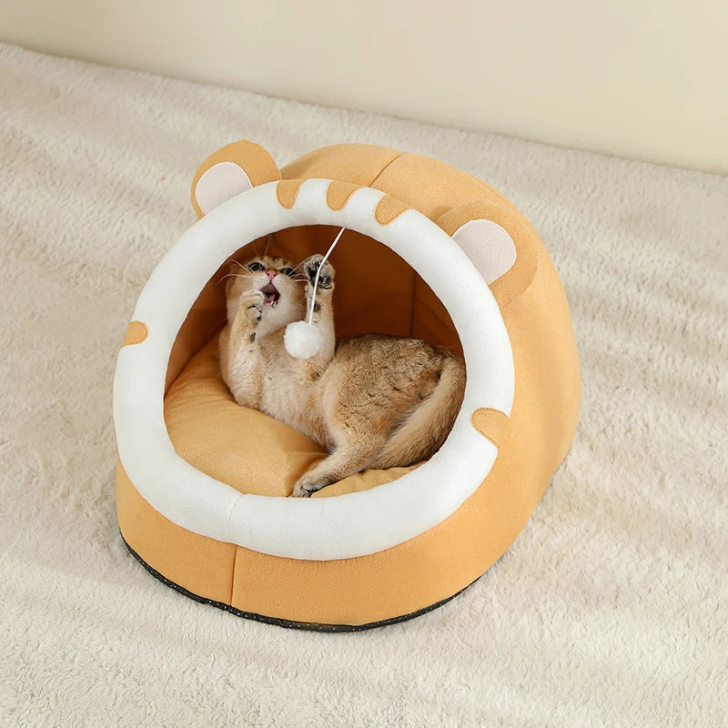 Super Cat Bed Warm Pet House Kitten Cave Cushion Cat House Warm Sleeping Dog Basket