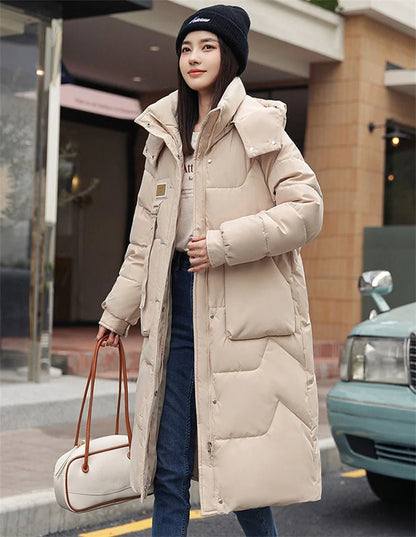 New Winter Women Jacket Long Parkas Female Down Cotton Hooded Overcoat Thick.