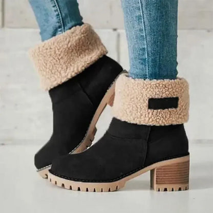 Women Fur Warm Snow Boots Winter Boots Fashionable Warm Wool Booties for Women Ankle Comfortable Shoe Female Mid Calf