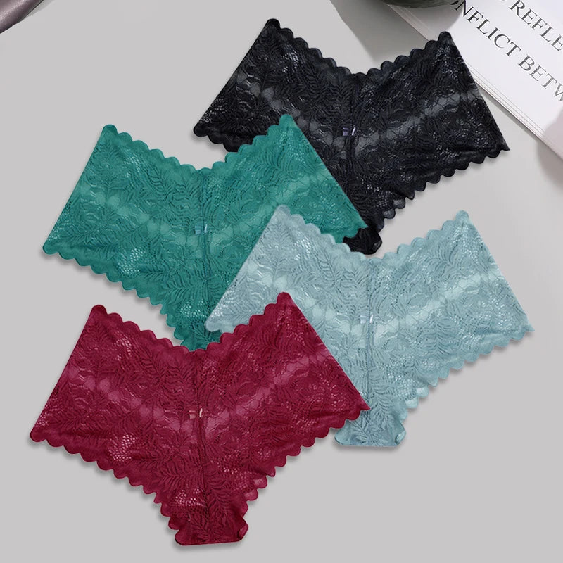 4pcs Lace Floral Boyshorts Underwear for Women.