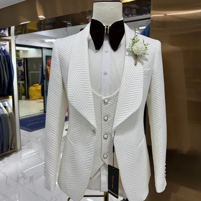 Men's 3 Pieces Formal Suit Set Blazer Vest Pants Wedding Groom Suits Best Man Dinner Engagement Tuxedo for Men Suits for Men