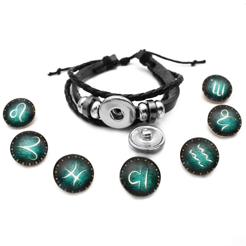 12 Constellation Zodiac Sign Charm Luminous Bracelets Men Women