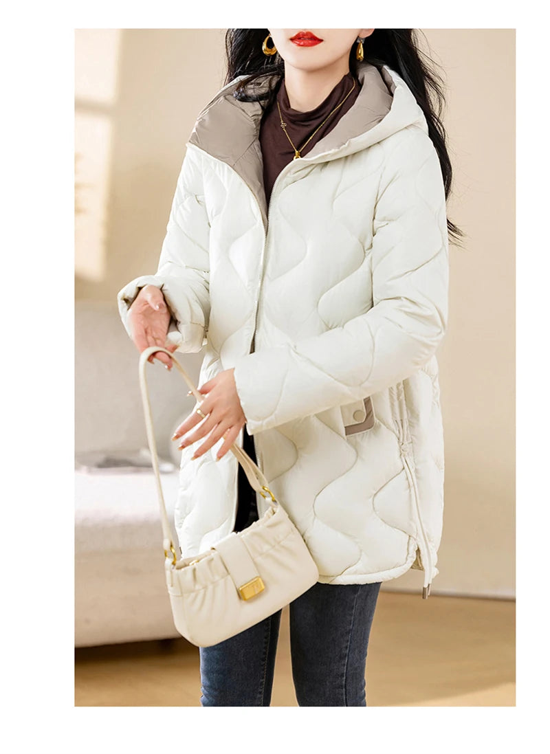 New Winter Jacket Parkas Women Coat Fur Collar Hooded Overcoat Female Jacket.