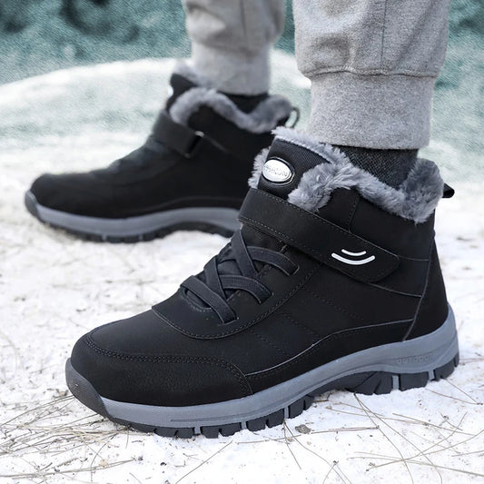 Snow Boots for Men Casual Winter Shoes Platform Non-slip Warm Fur Ankle