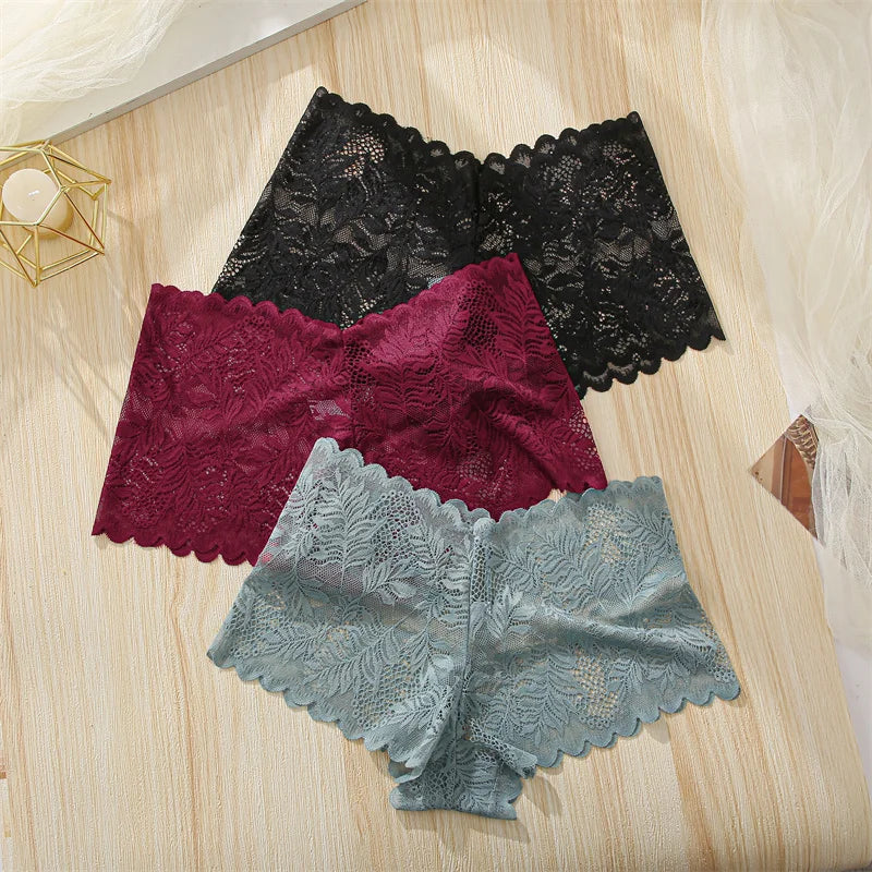 4pcs Lace Floral Boyshorts Underwear for Women.