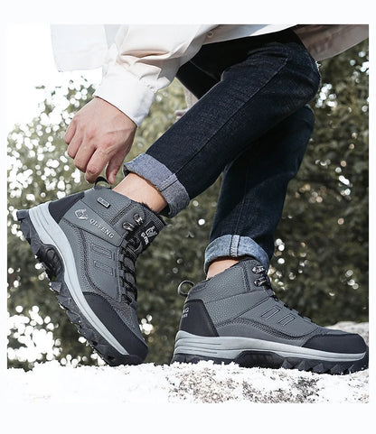 Brand Men Winter Snow Boots Waterproof Sneakers Plush Warm High Top Men's Boots Outdoor Male Hiking Boot Shoe Size 39-47