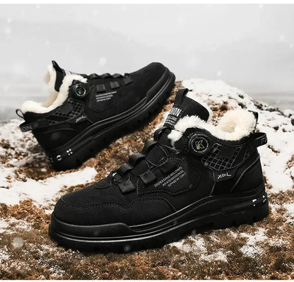 New winter fleece high-top men's boots Comfortable work shoes warm waterproof.