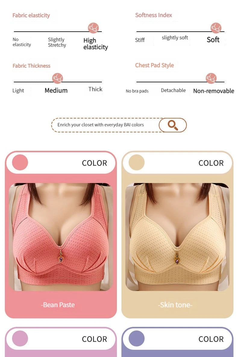 BC Cup Large Size Without Steel Ring Thin Cup Breathable Push Up Tops Bra.