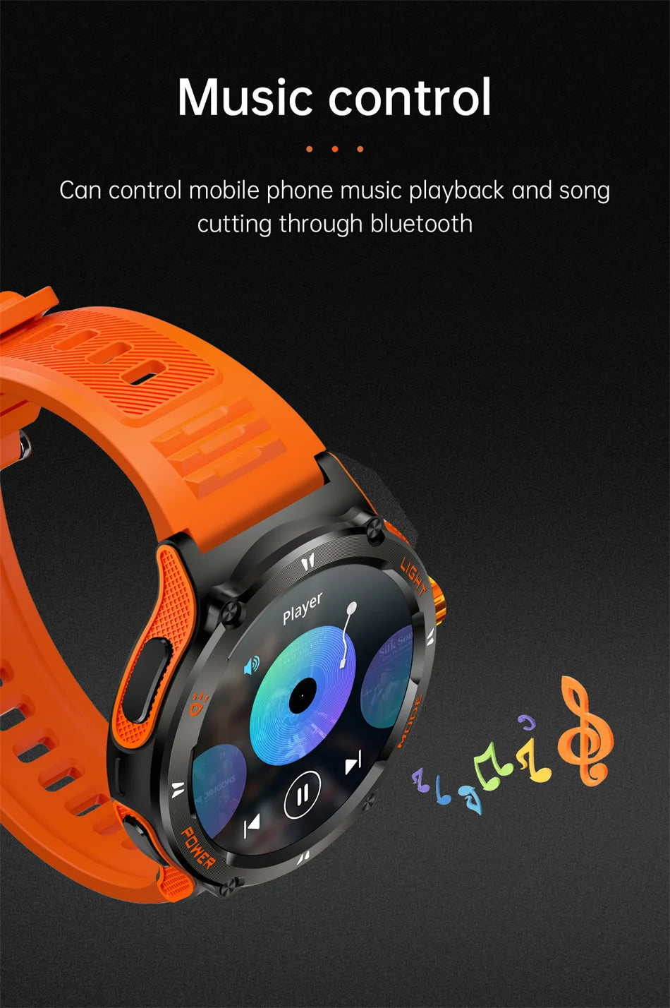 Smart Watch 3ATM Waterproof 1.53" KT76 Men Sport Compass LED Flashlight Heart Rate Health Sleep Analysis Bluetooth Call Watch