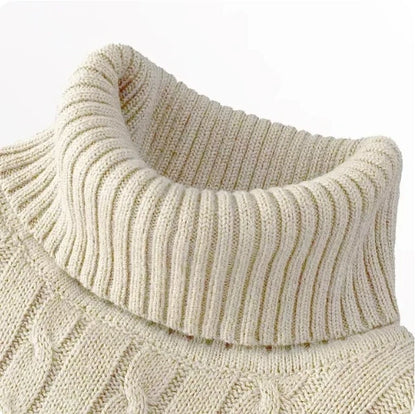 New Men's High Neck Sweater Solid Color Pullover Knitted Warm Casual