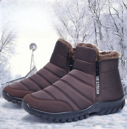 Snow Boots for Men Warm Cold Proof Winter Shoes Man Booties Zip Up Ankle