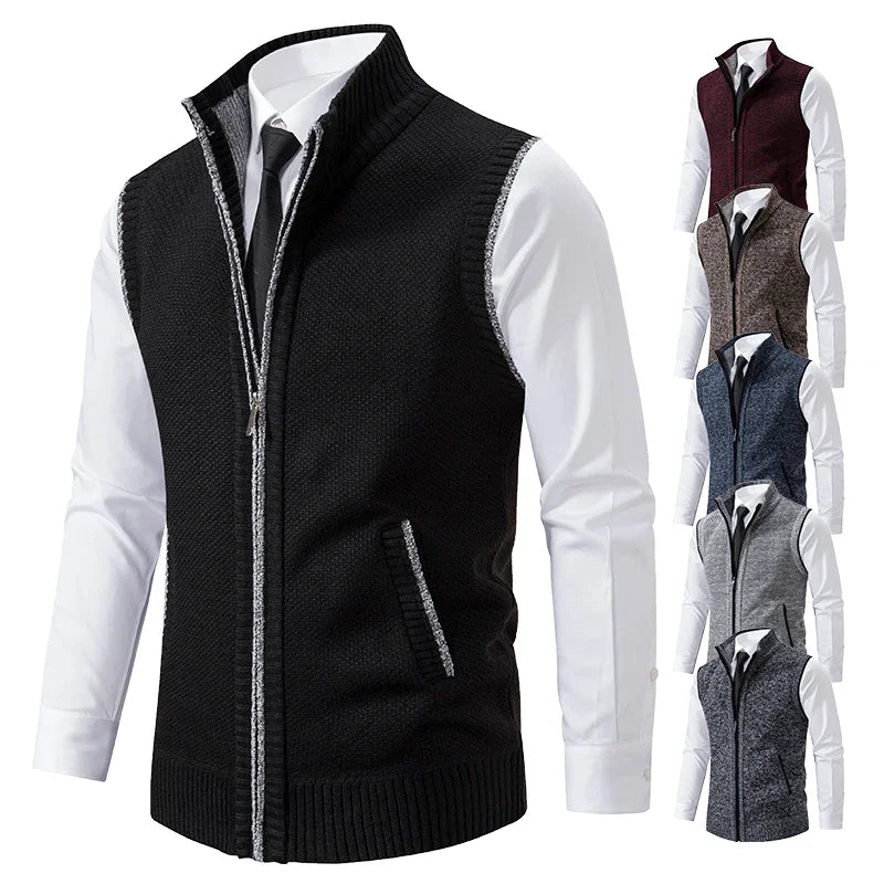 Vest Men Knitted Sleeveless Sweater Jacket Wool.