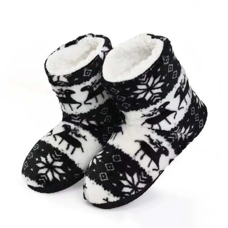 2pcs Women Warm Floor Socks Winter Thickened Plush Anti Skid Boots Soft Furry Indoor Shoes Christmas New Year Slipper Shoes Boot