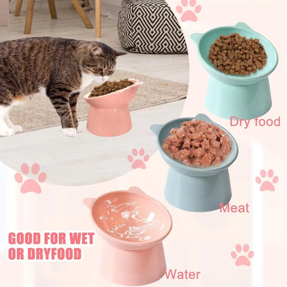 Cat Tilted Bowl Food Water Bowl For Cats Kittens Puppies Pet.