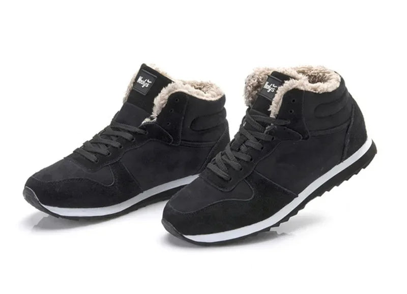 Male Winter Shoes Warm Cold Proof High Top Lace Up Waterproof Fur.