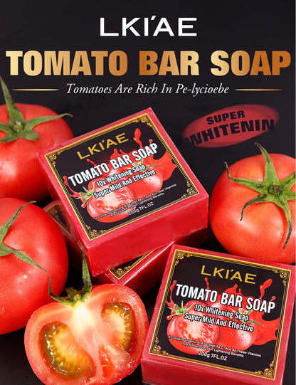 AILKE Organic Tomato Soap Bar, Lightening Skin, Deeply Clean, Exfoliate, Remove Dark Spots, Moisturizing, For Face and Body