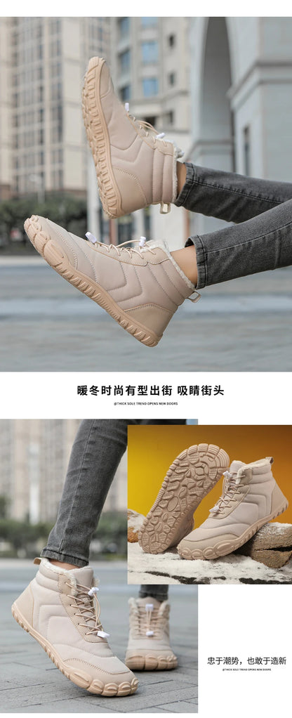 2024 New Men's And Women's Widened Waterproof Winter Boots Outdoor Warm Sports Shoes Five-toed Anti-collision Plush Snow Boots