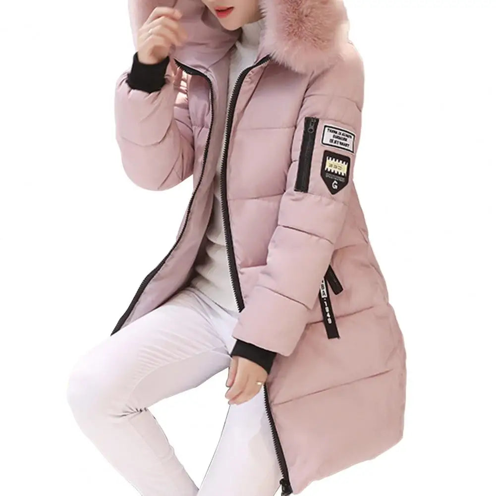 Women Coat Solid Color Thickened Padded Stuffed Hooded