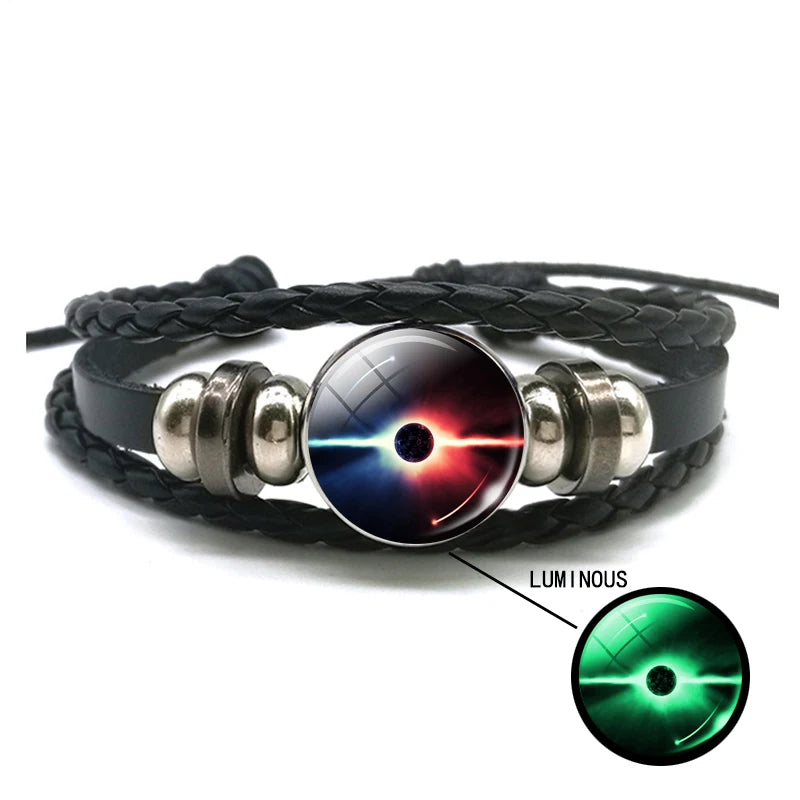 Luminous Braided Leather Bracelet Vintage Snap Button Bracelet Men Women Handmade Accessories