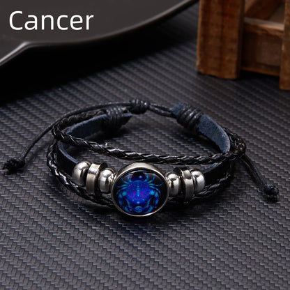 12 Constellation Zodiac Sign Charm Luminous Bracelets Men Women