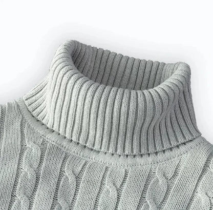 New Men's High Neck Sweater Solid Color Pullover Knitted Warm Casual