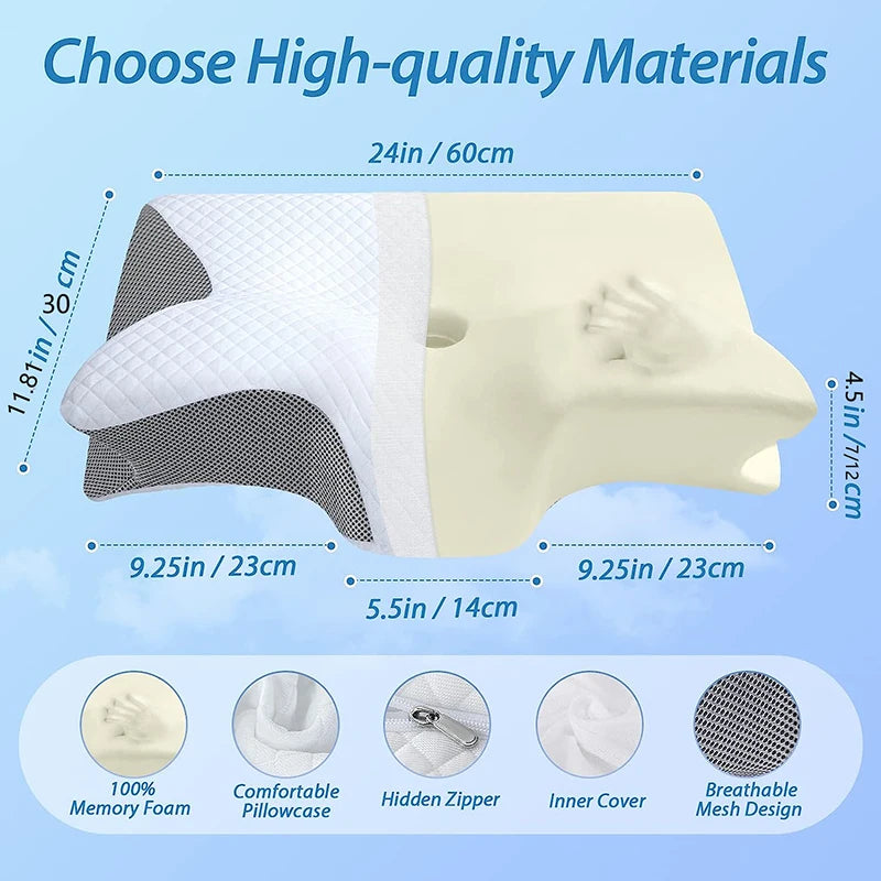 1pc Memory Foam Cervical Pillow, 2 in 1 Ergonomic Contour Orthopedic Pillow for Neck Pain,