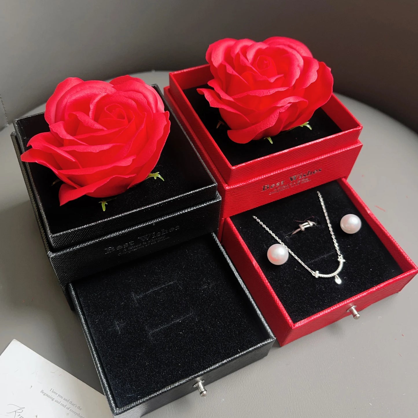 2025 Valentine Gift Box Sparkling Heart Love Necklace with Luxurious Rose Gift Boxes ForGirlfriend Mom Romantic Package Case