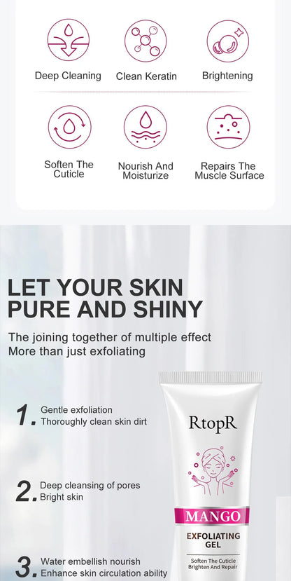 RtopR Facial Exfoliating Gel Facial Clean Cream Facial Scrub Blackhead Grease Dirt Oil Control Repairs Evens Tone Pore Tighten