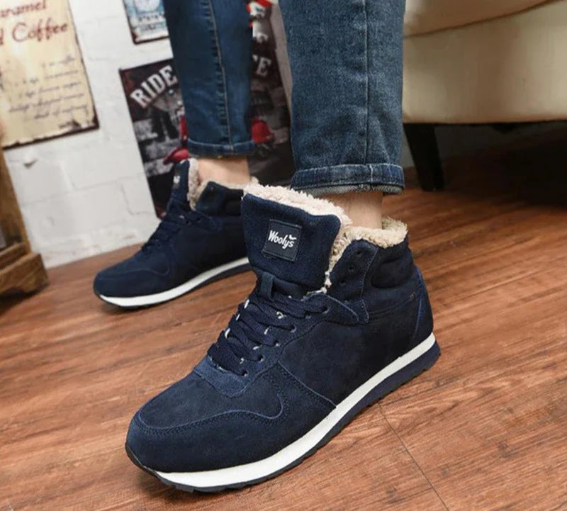 Male Winter Shoes Warm Cold Proof High Top Lace Up Waterproof Fur.