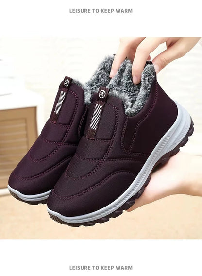 Womens Snow Boots Fur Lined Warm Winter Boots Anti-Slip Ankle Boots Lightweight Outdoor Hiking Walking Shoes