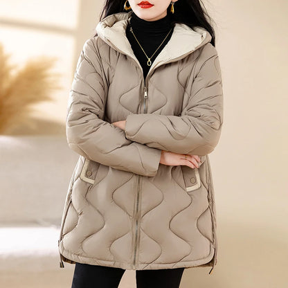 New Winter Jacket Parkas Women Coat Fur Collar Hooded Overcoat Female Jacket.