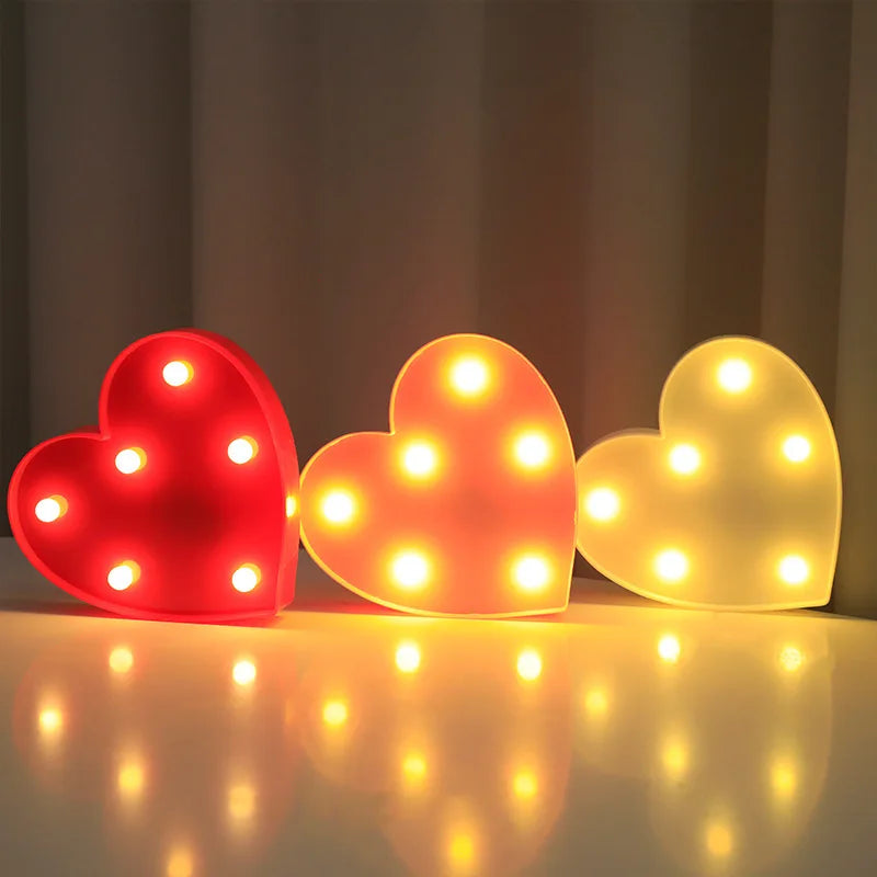 Love Heart LED Lamp Wedding Party Romantic Red Pink Night Light  Decoration Valentines Day.