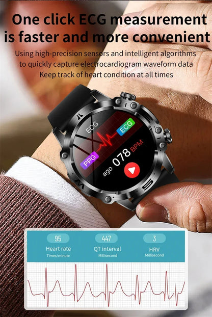 2024 New Smart Watch Men Blood Lipids Uric Acid Health ECG+PPG Fitness Tracker Clock HD Bluetooth Call Sport Altitude Smartwatch