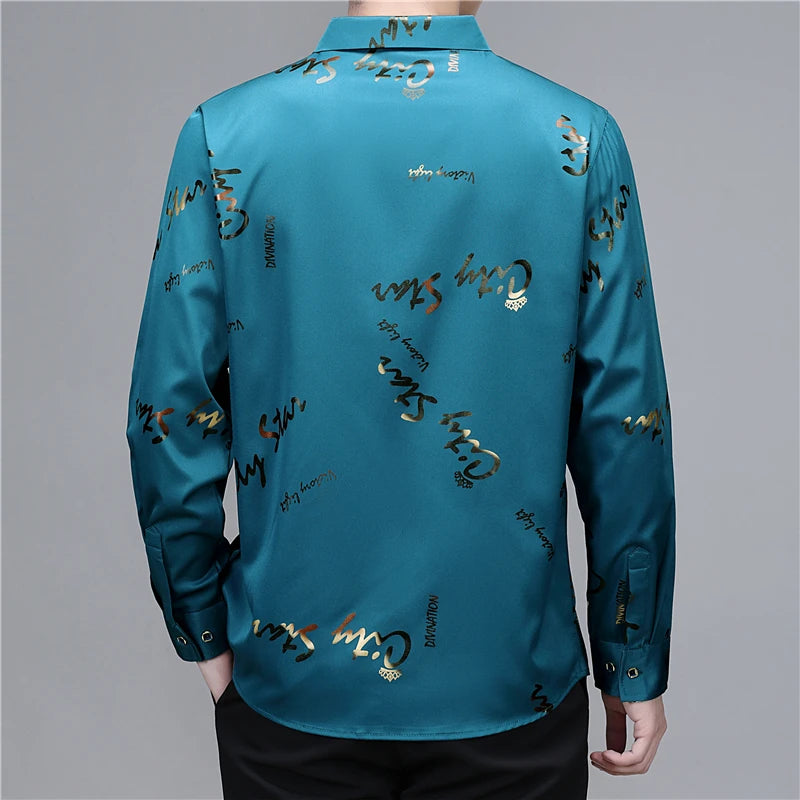 Men's Casual and Fashionable Long Sleeved Printed Shirt, Non Ironing and Wrinkle Resistant Business Top