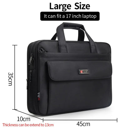 Business men's briefcase canvas waterproof large capacity 15.6 inch 17 inches laptop bag  work business bag office messenger bag