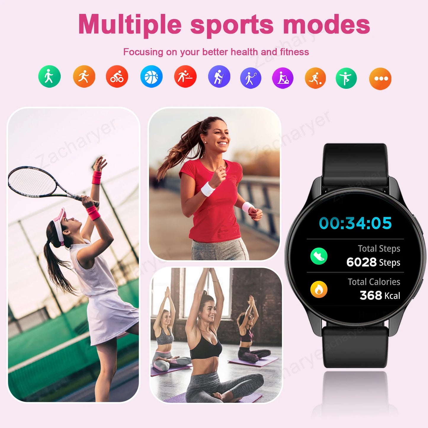 Smart Watch, Wireless Call/Dial, Multi-Sport Mode, Alerts, For Men and Women, Customized Wallpaper, iPhone/Andriod