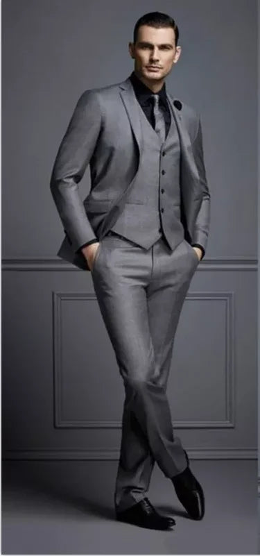 Fashion Handsome Dark Gray Mens Suits Groom Blazer Wedding Suits For.