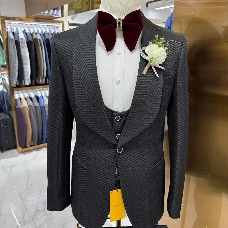 Men's 3 Pieces Formal Suit Set Blazer Vest Pants Wedding Groom Suits Best Man Dinner Engagement Tuxedo for Men Suits for Men