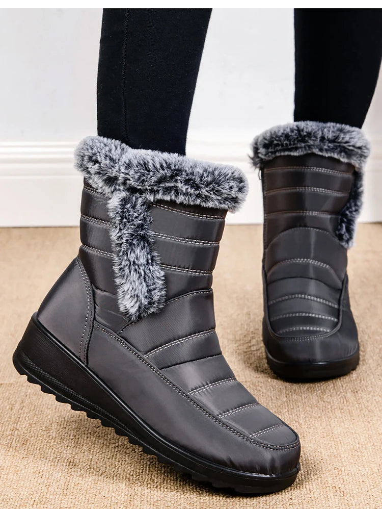 Women's Winter Boots Fur Winter Shoes For Women 2024 New Snow Boots Wedge Heels Ankle Botas Mujer Waterproof Winter Footwear