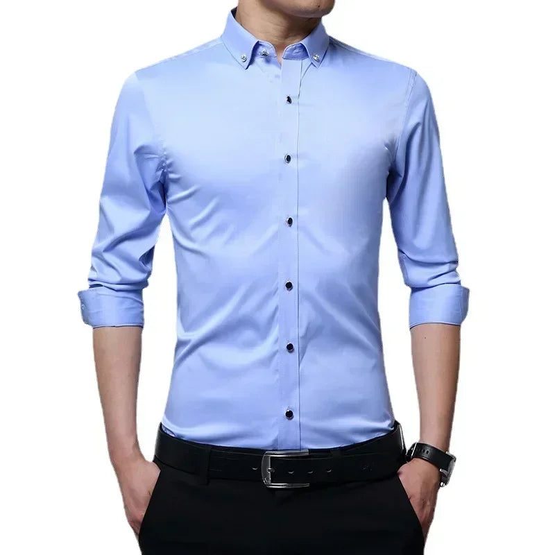 New Men's Slim-fit White Shirt High-quality Short-sleeved Popular Clothing High-end Long-sleeved Casual Suit Wedding Dress Shirt