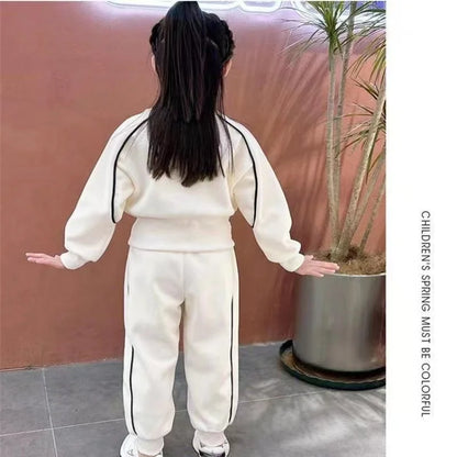 Girls Clothing Sets Kids Casual Sweatshirt+pant 2 pcs Suit 2024 Spring Autumn Tracksuit Children's Thicken Printing Sportswear