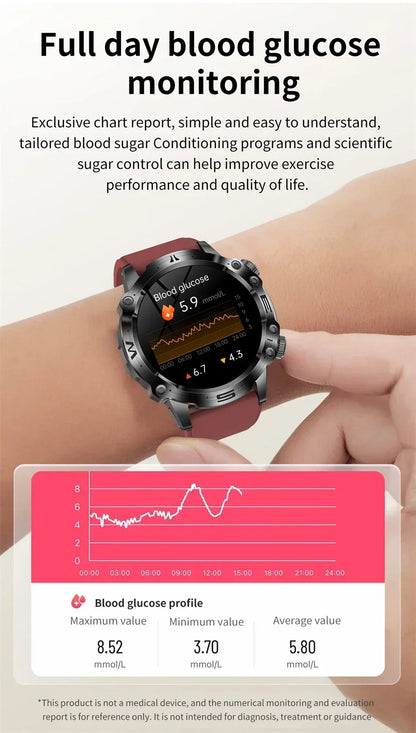 2024 New Smart Watch Men Blood Lipids Uric Acid Health ECG+PPG Fitness Tracker Clock HD Bluetooth Call Sport Altitude Smartwatch