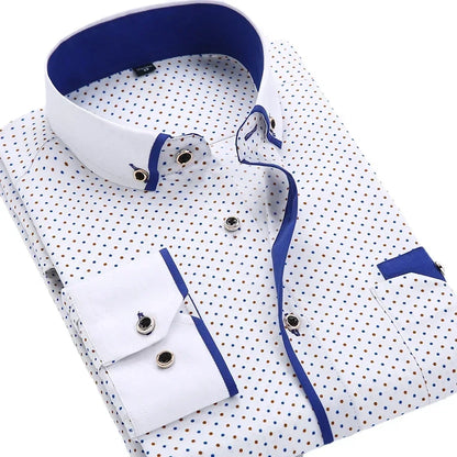 White Big Size 5XL Men Dress Shirt 2024 New Long Sleeve Slim Fit Button Down Collar Good Quality Printed Business Shirts