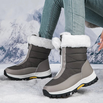 Winter New Women's Boots Thick Soled Shoes Warm High Cut Snow Boots Outdoor White Plush Comfortable Waterproof Fur Walking Shoes