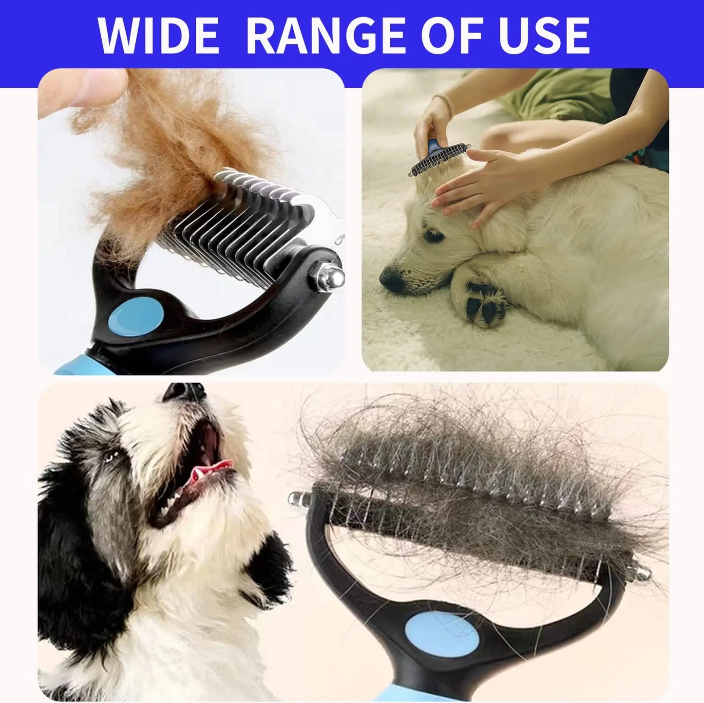 Professional Pet Deshedding Brush Dog Hair Remover Pet Fur Knot.