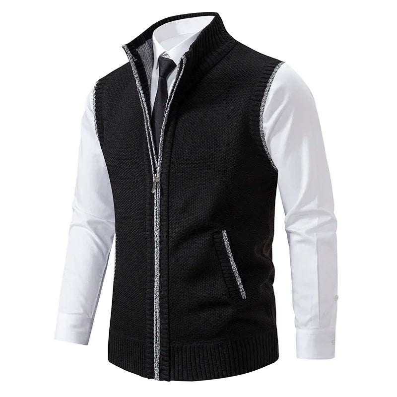 Vest Men Knitted Sleeveless Sweater Jacket Wool.