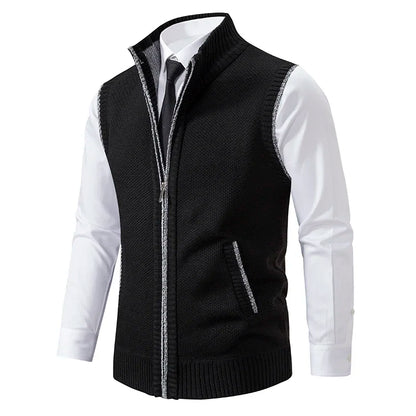 Vest Men Knitted Sleeveless Sweater Jacket Wool.