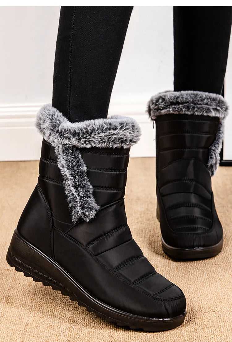 Women's Winter Boots Fur Winter Shoes For Women 2024 New Snow Boots Wedge Heels Ankle Botas Mujer Waterproof Winter Footwear